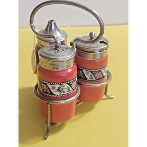 Art Deco Newport Pottery Cruet Set on silver plated EPNS stamped stand 1930's - Picture 10 of 11